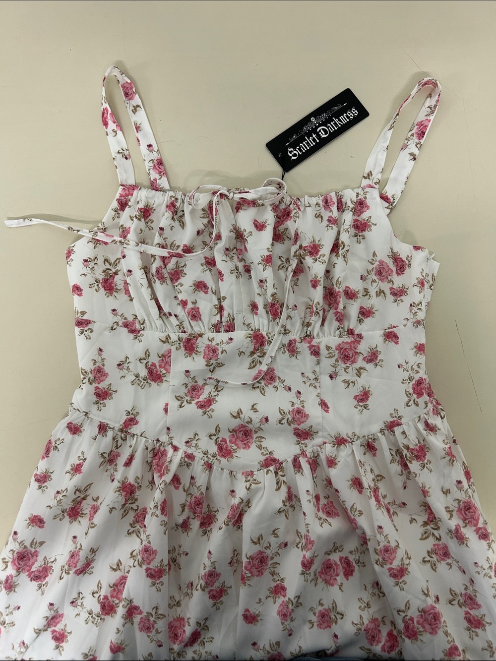 Floral Pink Rose Cottagecore Peasant Sundress